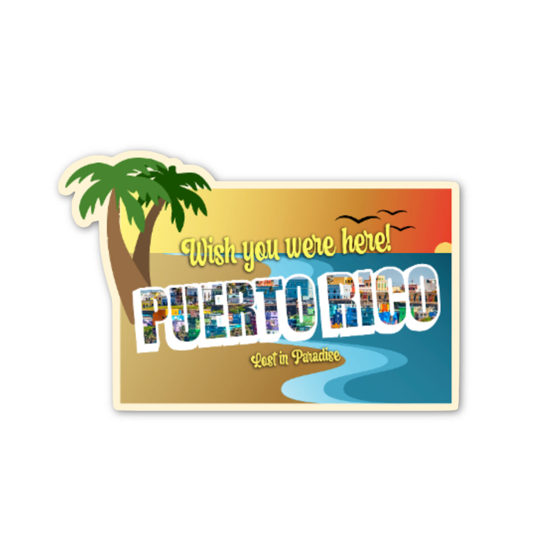 Lost in paradise Summer in Paradise Sticker Island beach Postcard puerto rico sun and wave